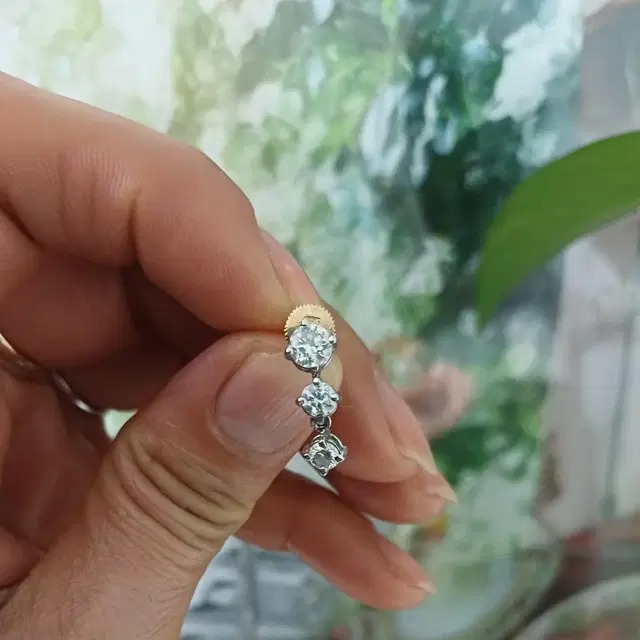 각3부 2부대2개 다이아 드롭귀걸이 총1.46ct